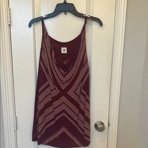 CAbi Burgundy and White Women's Top